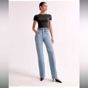 Light Blue Jeans High Rise 90s Relaxed Jean Abercrombie Double Waistband spring
